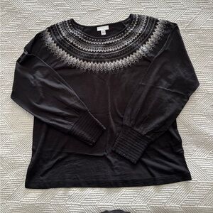 J. Jill Fair Isle Embroidered Smocked Top